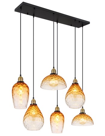 Salvy lampada a sospensione metallo nero satinato  6x e27