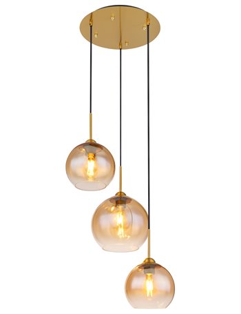 Jamessa lampada a sospensione metallo color ottone satinato  3x e27