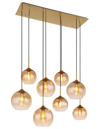 Jamessa lampada a sospensione metallo color ottone satinato  8x e27