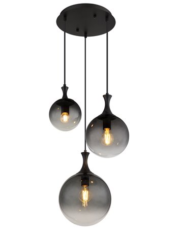 Dalton lampada a sospensione metallo nero satinato  3x e27 led