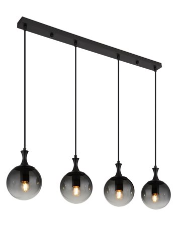 Dalton lampada a sospensione metallo nero satinato  4x e27 illu