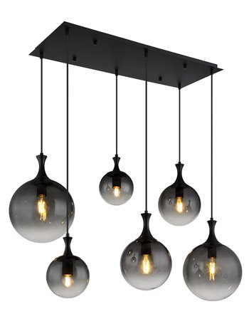 Dalton lampada a sospensione metallo nero satinato  6x e27 led