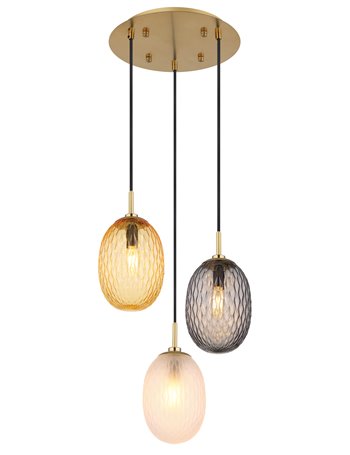 Devin lampada a sospensione metallo color oro satinato  3x e14