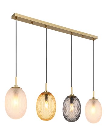 Devin lampada a sospensione metallo color oro satinato  4x e14