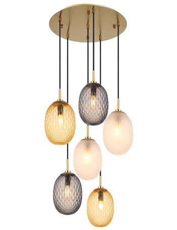 Devin lampada a sospensione metallo color oro satinato  6x e14