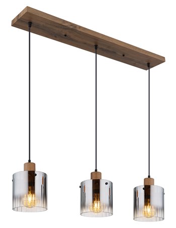 Underwood lampada a sospensione mdf effetto legno scuro  3x e27