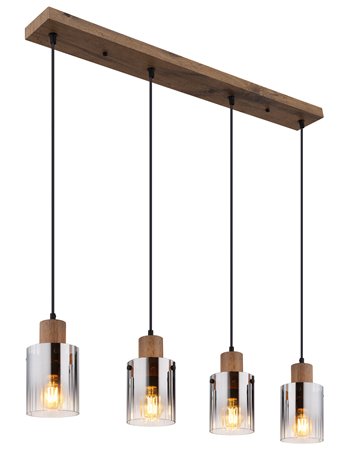 Underwood lampada a sospensione mdf effetto legno scuro  4x e27