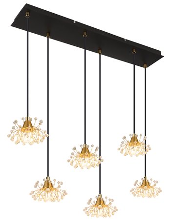 Fiore lampada a sospensione metallo nero satinato  6x g9 led