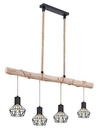 Priska lampada a sospensione metallo nero  4x e27