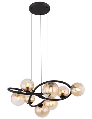 Tuberius lampada a sospensione metallo nero satinato  8x g9 led
