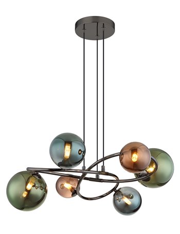 Riha lampada a sospensione metallo grigio satinato  6x g9 led