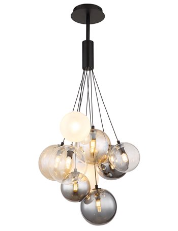 Ballgi lampada a sospensione metallo nero satinato  9x g9 led