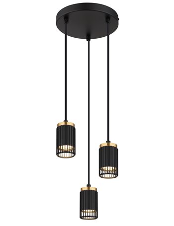 Korben lampada a sospensione metallo nero satinato  3x gu10