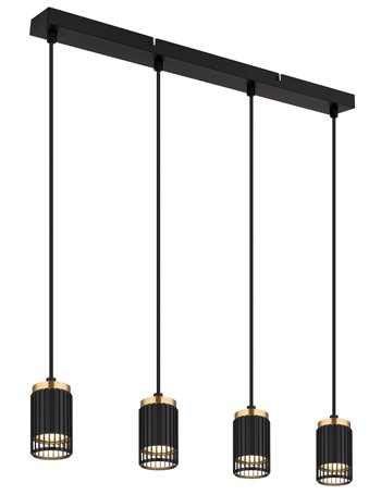 Korben lampada a sospensione metallo nero satinato  4x gu10