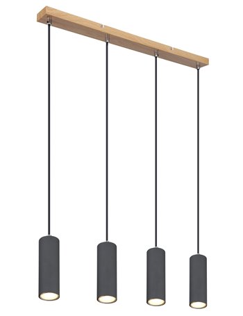 Robby lampada a sospensione metallo effetto legno scuro  4x gu10