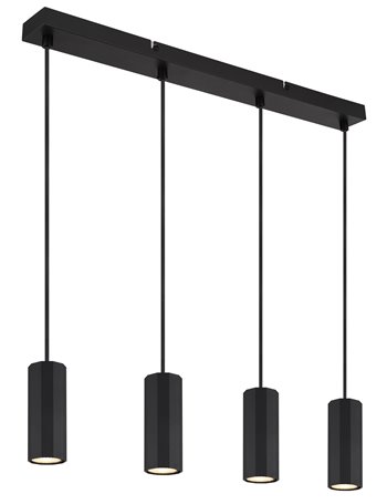 James lampada a sospensione metallo nero satinato  4x gu10