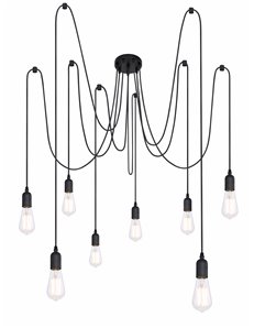 Oliver lampada a sospensione metallo nero  8x e27