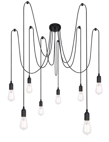 Oliver lampada a sospensione metallo nero  8x e27