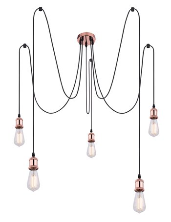 Oliver lampada a sospensione metallo color rame  5x e27