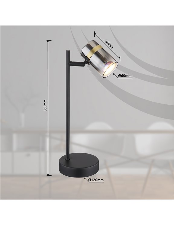 Haku lampada da tavolo metallo antracite satinato  led