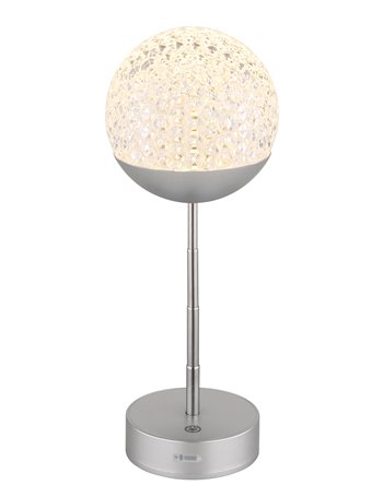 Gavin lampada da tavolo plastica color argento satinato  led