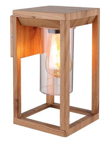 Candela lampada da esterno alluminio pressofuso effetto legno satinato  1x e27 led
