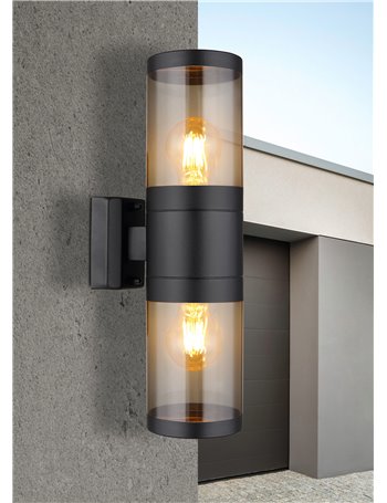 Xeloo lampada da esterno acciaio inossidabile nero satinato  2x e27