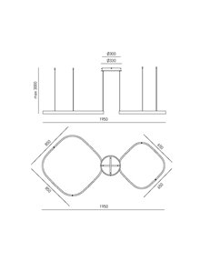 Criseide sospensione doppio quadrato led decentrabilebianco 90W(40W+50W) 2