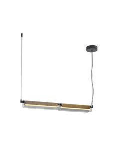 Lampada a sospensione Flat nero e ottone LED