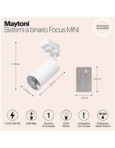 Sistemi a binario Focus MINI bianco GU10 2