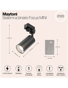 Sistemi a binario Focus MINI nero GU10 2