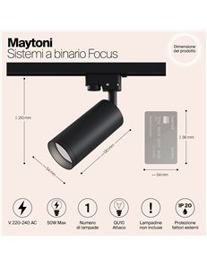 Sistemi a binario Focus nero GU10 2