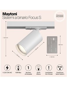 Sistemi a binario Focus S bianco GU10 2