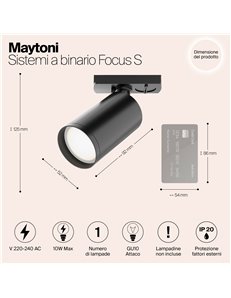 Sistemi a binario Focus S nero GU10 2