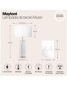 Lampada da tavolo Muse oro E27 Maytoni 2