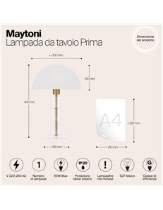 Lampada da tavolo Prima ottone E27 Maytoni 2