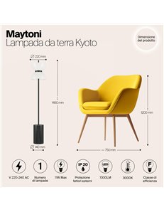Lampada da terra Kyoto nero LED Maytoni 2