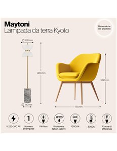 Lampada da terra Kyoto oro e grigio LED Maytoni 2
