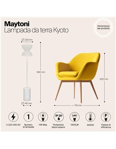 Lampada da terra Kyoto bianco LED Maytoni 2