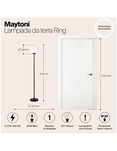 Lampada da terra Ring nero E27 Maytoni 2