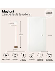 Lampada da terra Ring ottone E27 Maytoni 2
