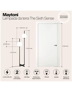 Lampada da terra The Sixth Sense nero LED Maytoni 2