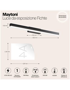 Luce da esposizione Fichte nero LED Maytoni 2
