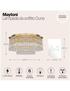 Lampada da soffitto Dune oro E14 Maytoni 2