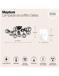 Lampada da soffitto Dallas nero G9 Maytoni 2