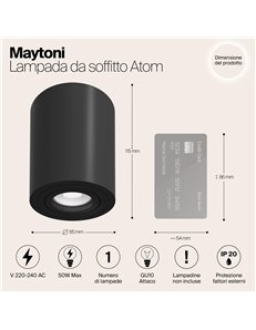 Lampada da soffitto Atom nero GU10 Technical 2