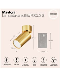 Lampada da soffitto FOCUS S oro opaco GU10 Technical 2