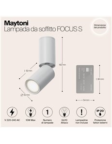 Lampada da soffitto FOCUS S bianco GU10 Technical 2