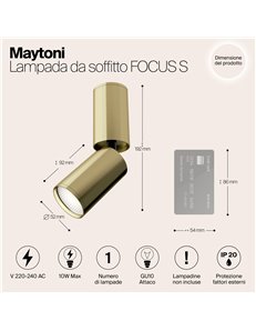 Lampada da soffitto FOCUS S ottone GU10 Technical 2