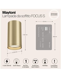 Lampada da soffitto FOCUS S oro opaco GU10 Technical 2